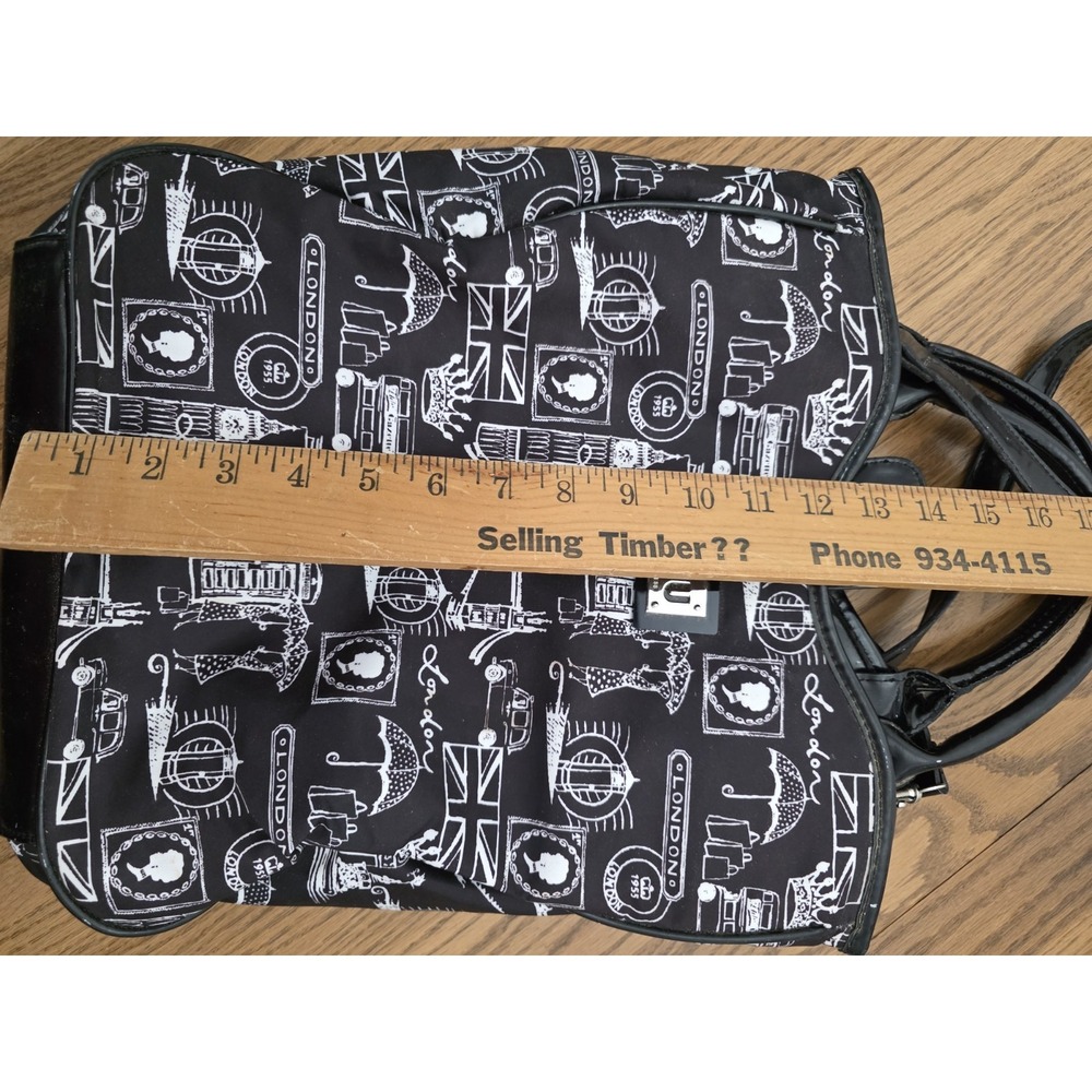 Lulu by Lulu Guinness London Print Tote Bag Y2K Patent Trim Shoulder Bag - Picture 6 of 9